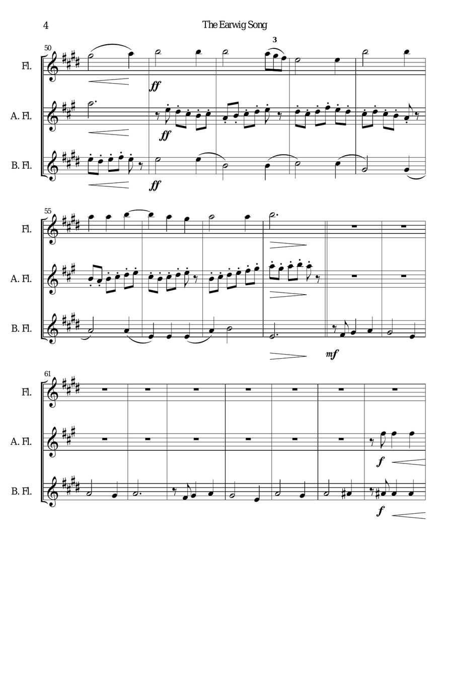The Earwig song flute trio (SAB) 3-Part scores gallery preview page 4