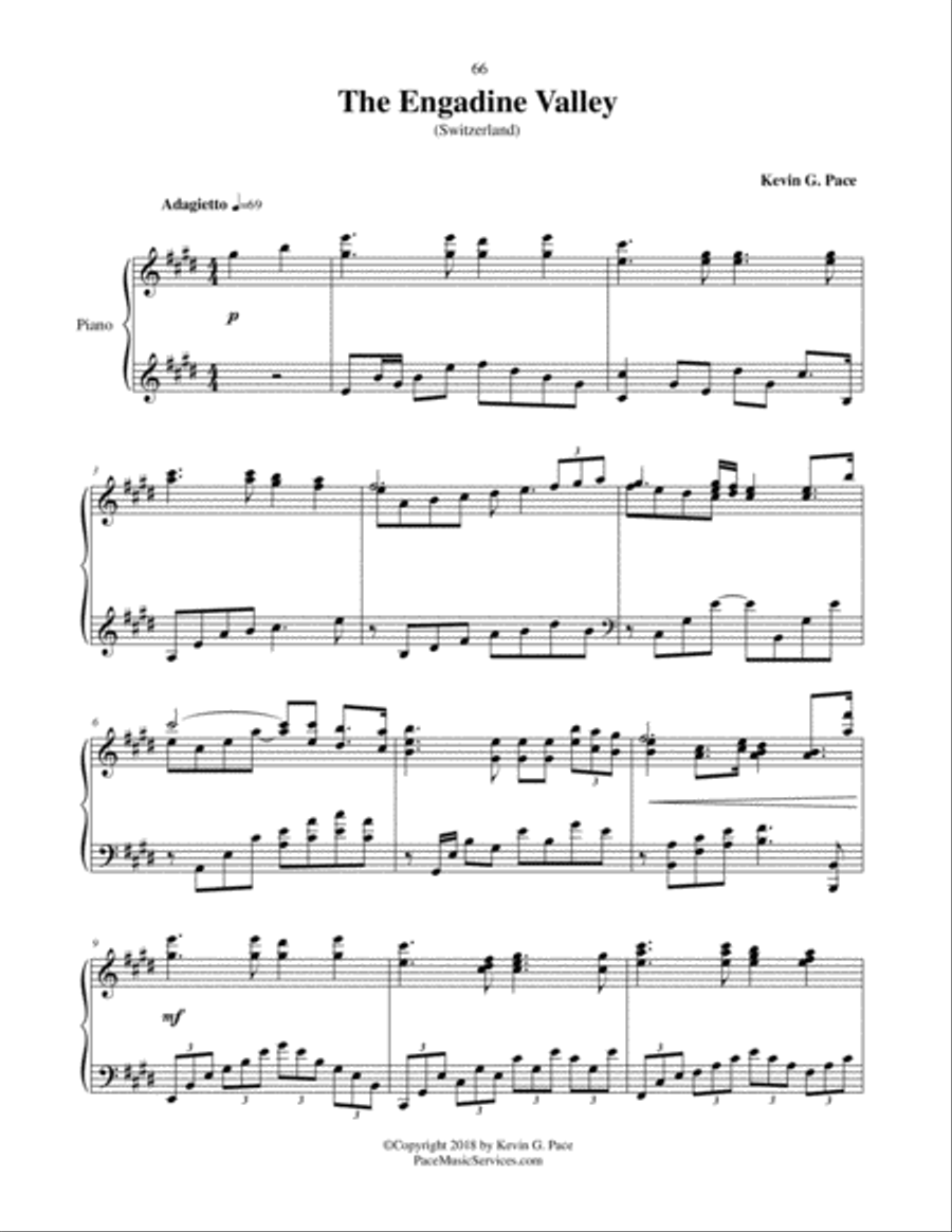 The Engadine Valley - original piano solo The Engadine Valley - original piano solo Piano Solo scores gallery preview page 2