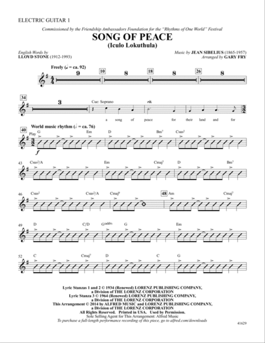 Song of Peace: Guitar1 Song of Peace: Guitar1 Acoustic Guitar scores gallery preview page 1