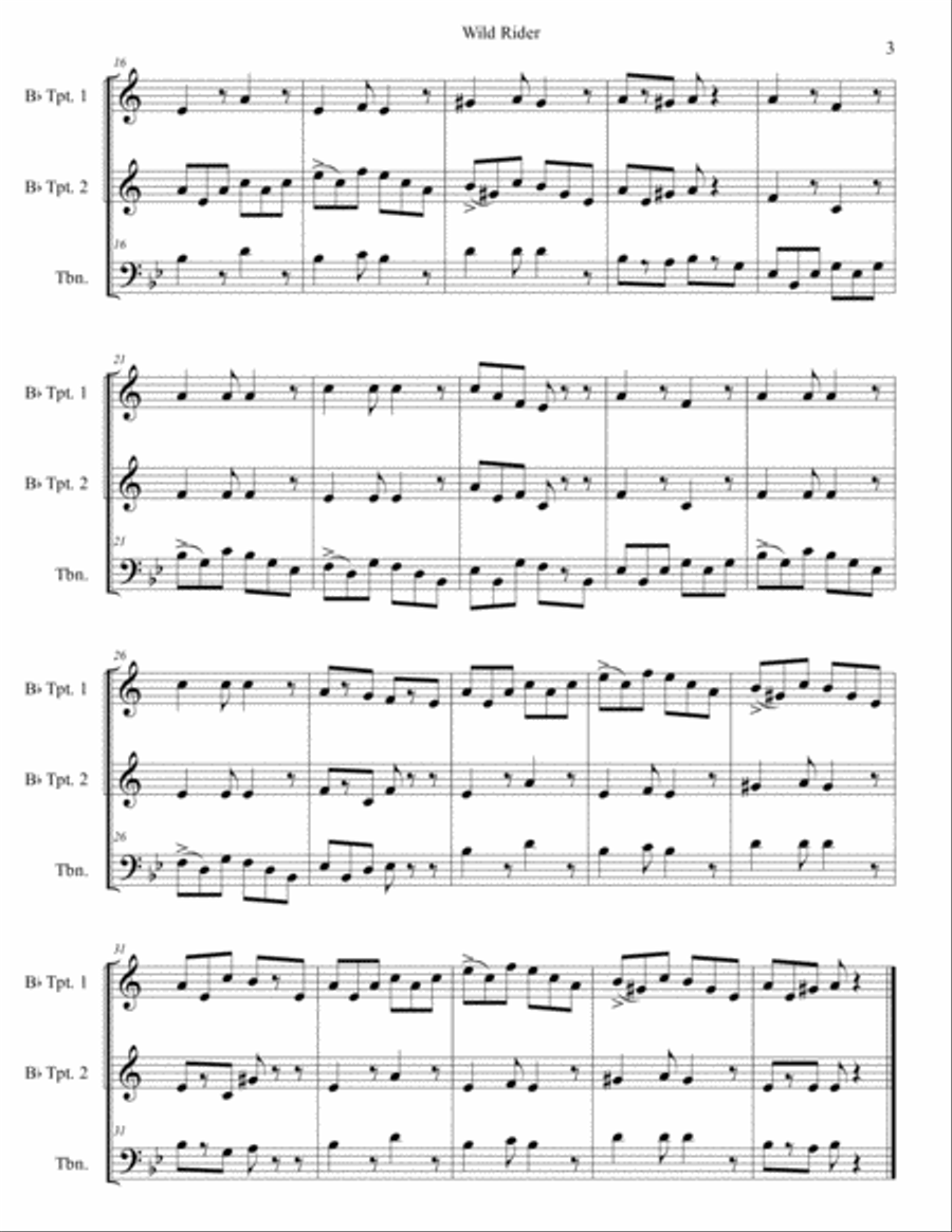 Wild Rider from Album for the Young for Brass Trio Brass Duet scores gallery preview page 3
