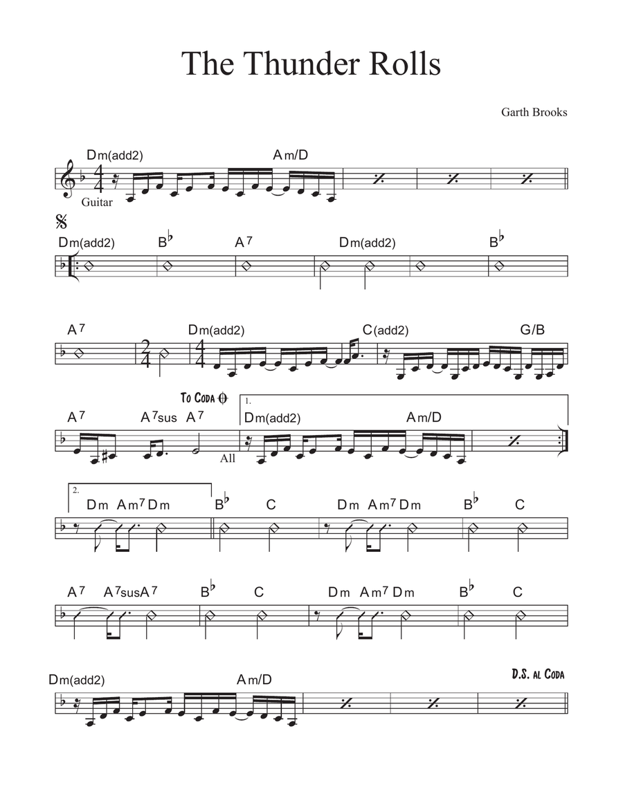 The Thunder Rolls Piano, Vocal scores gallery preview page 1