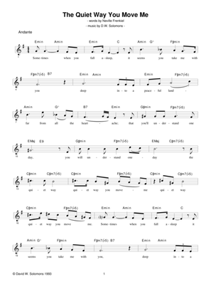 The Quiet way you move me for soprano and guitar chord names