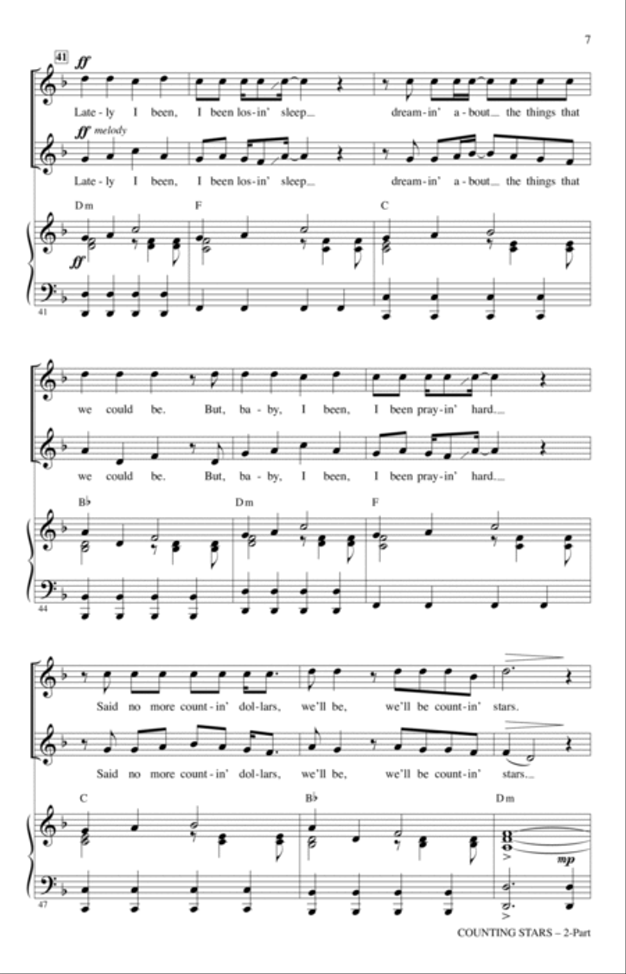 Counting Stars (arr. Mark Brymer) 2-Part scores gallery preview page 6