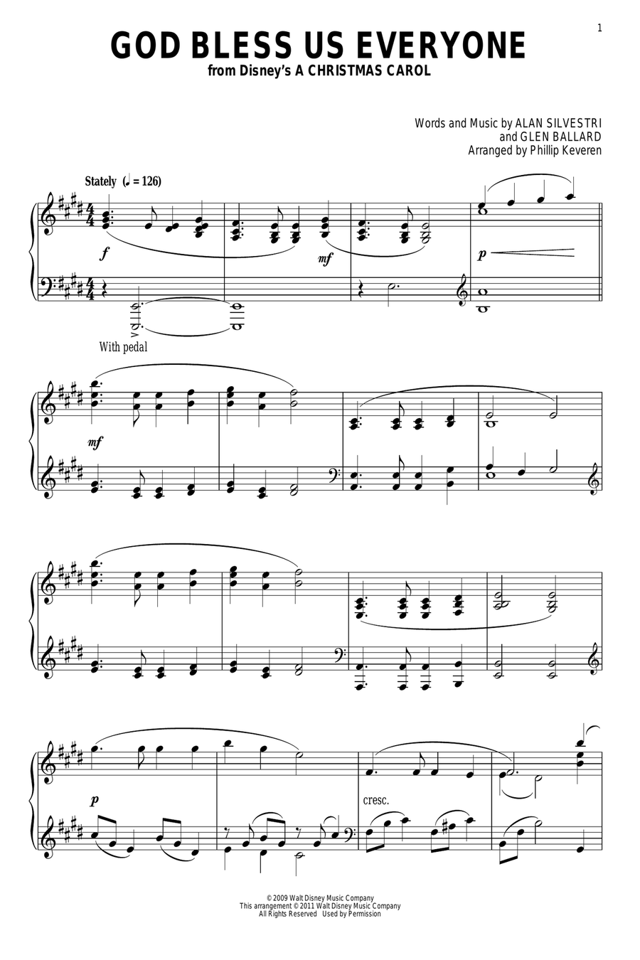 God Bless Us Everyone (arr. Phillip Keveren) Piano Solo scores gallery preview page 1