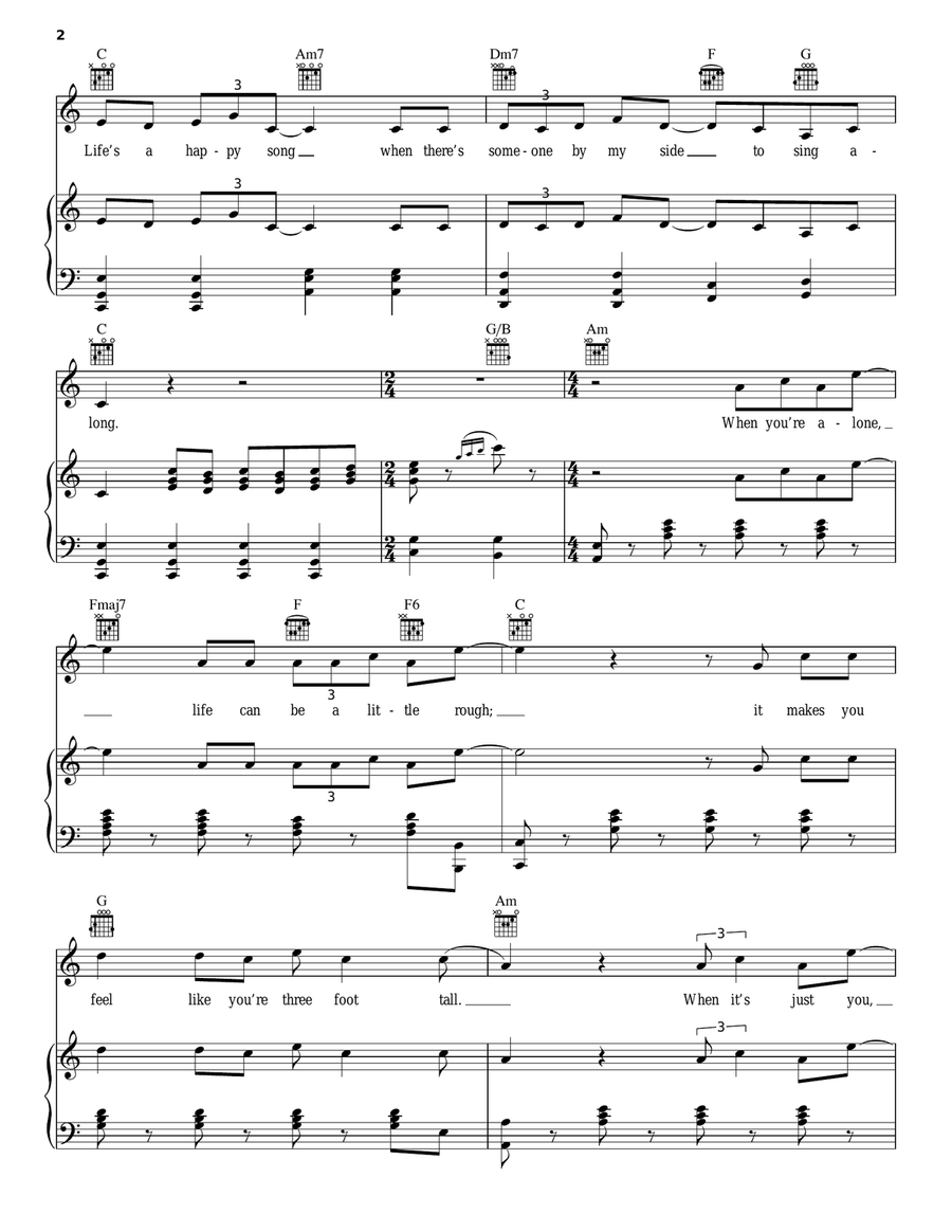 Life's A Happy Song Piano, Vocal, Guitar scores gallery preview page 2