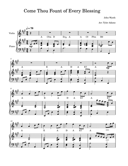 Come Thou Fount of Every Blessing (Violin Solo with Piano) image number null