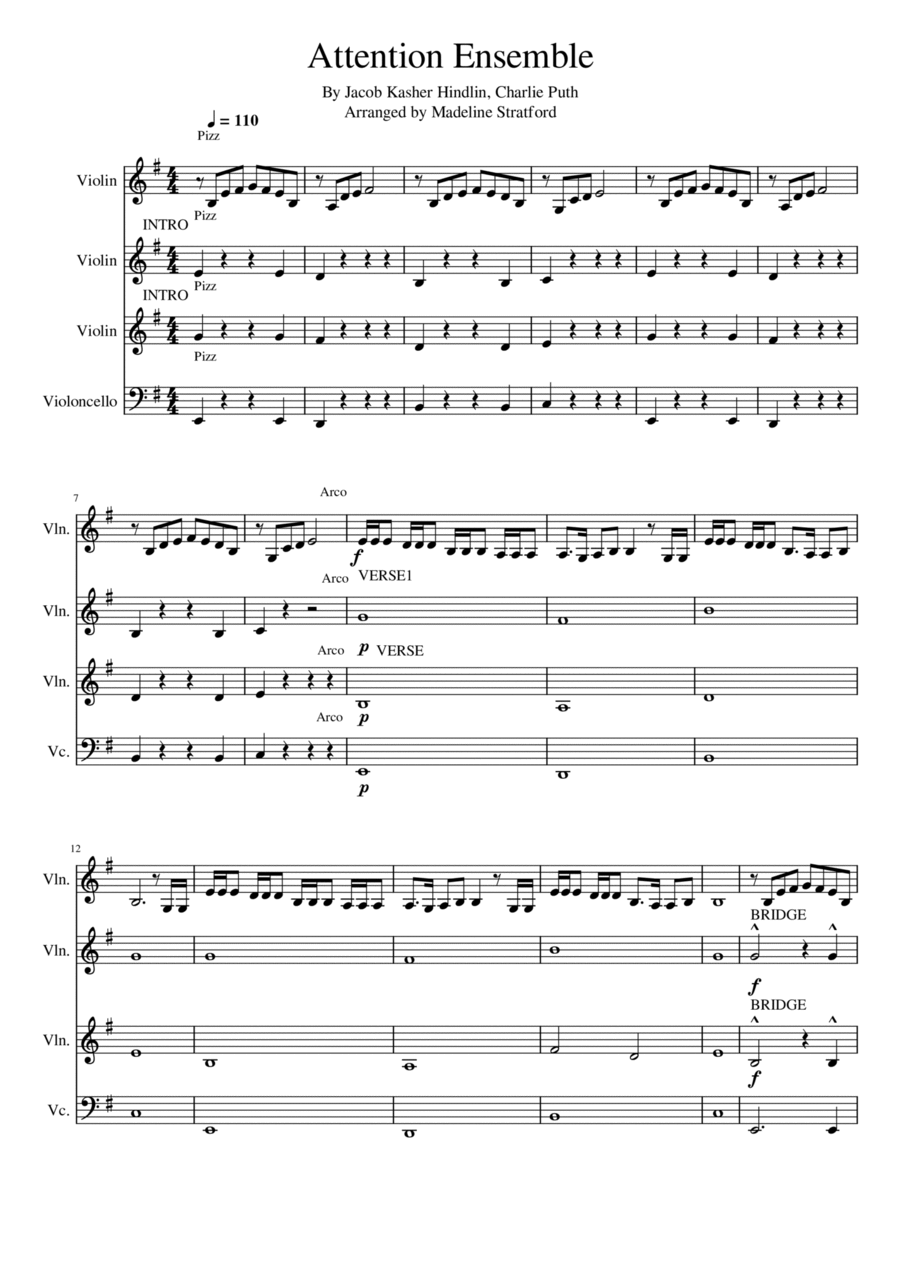 Attention String Quartet scores gallery preview page 1