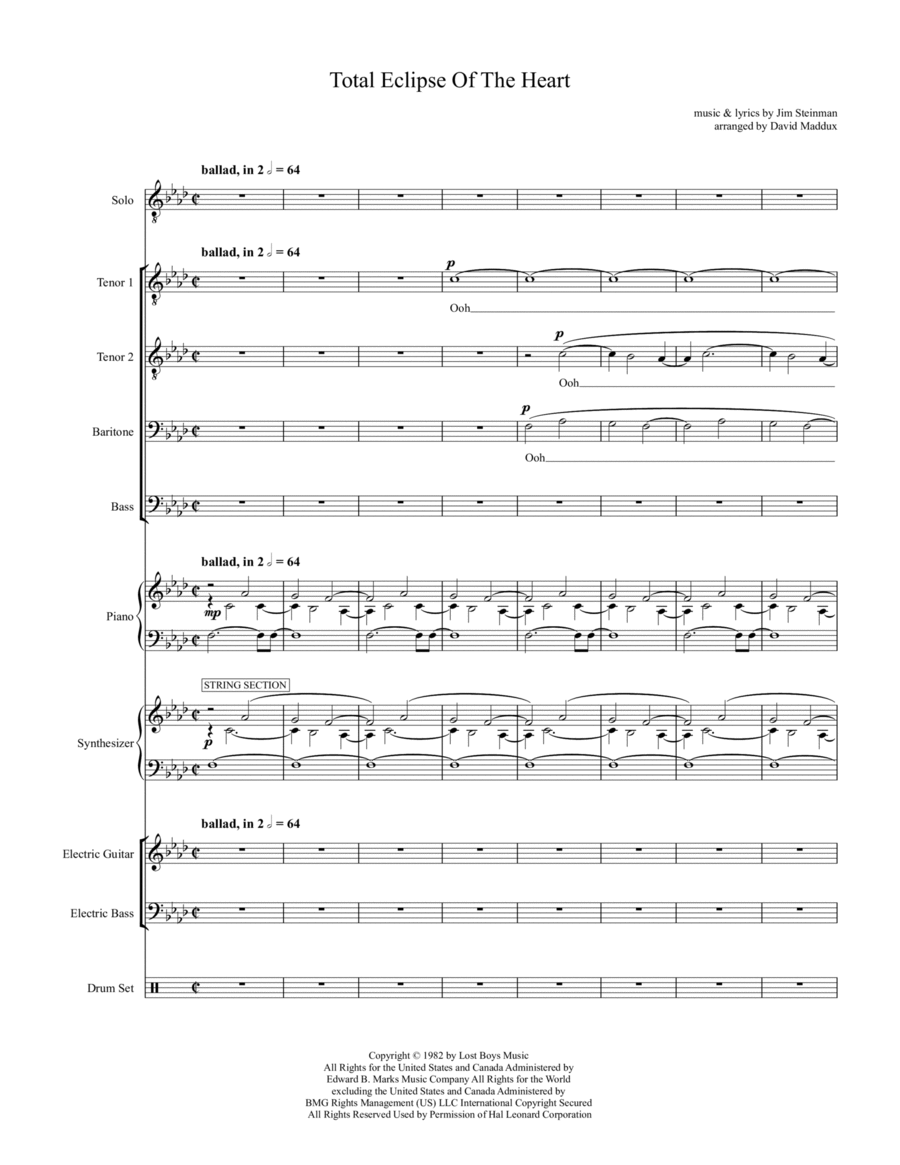Total Eclipse Of The Heart Small Ensemble scores gallery preview page 1
