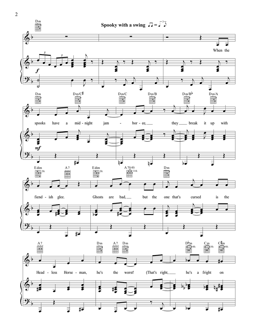 The Headless Horseman Piano, Vocal, Guitar scores gallery preview page 2