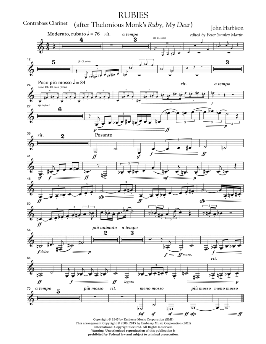 Rubies (After Thelonious Monk's 