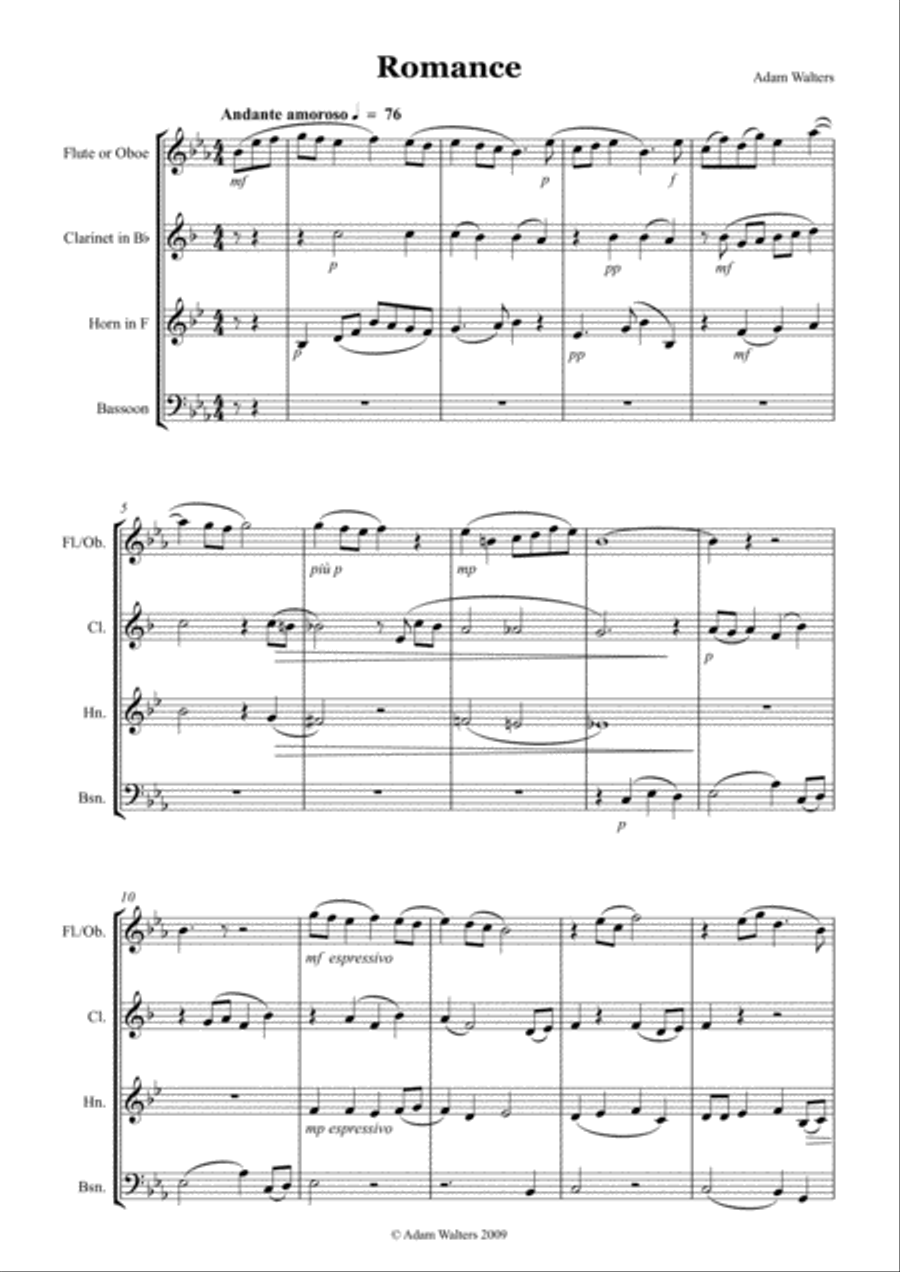 Romance Woodwind Quartet scores gallery preview page 2