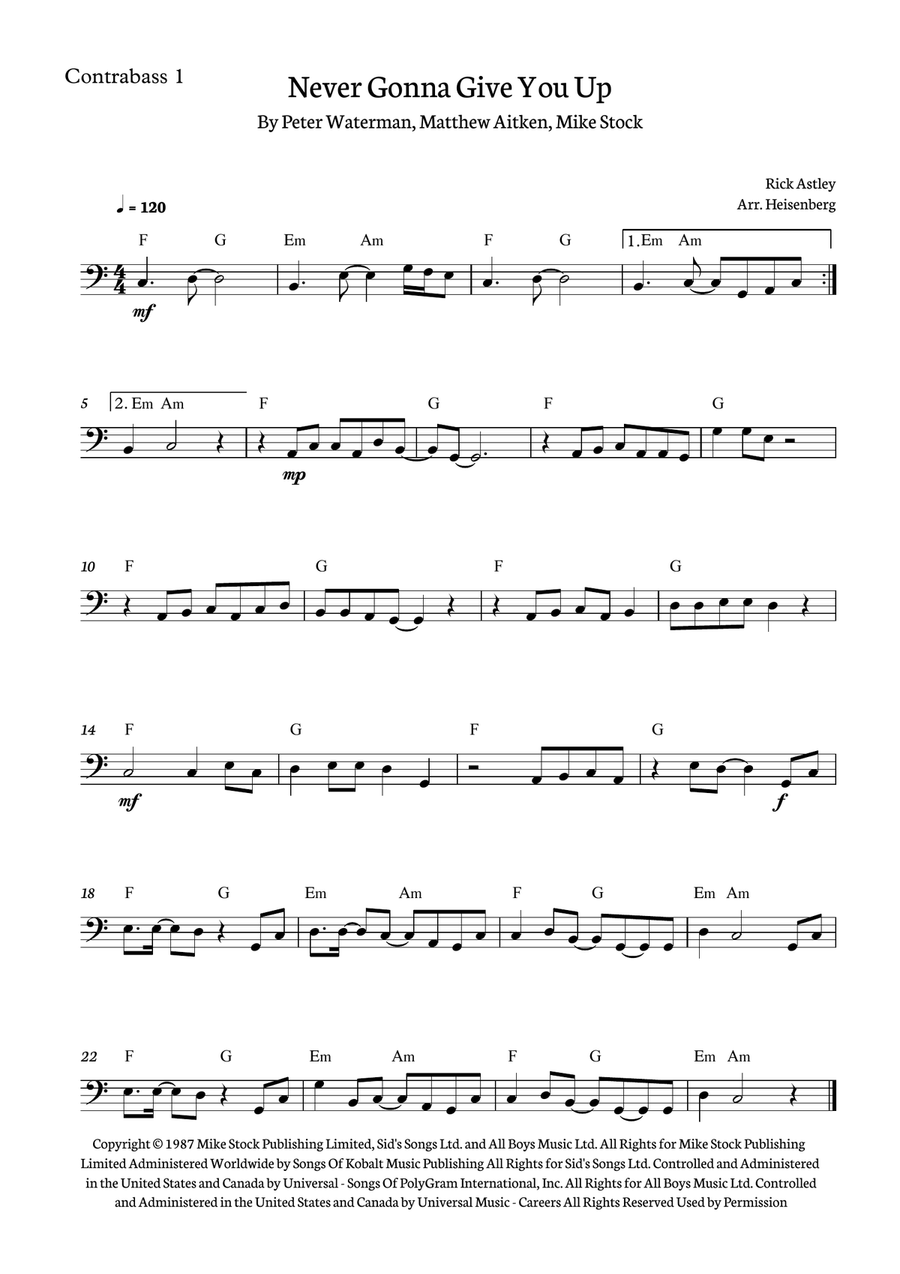 Never Gonna Give You Up String Duet scores gallery preview page 2