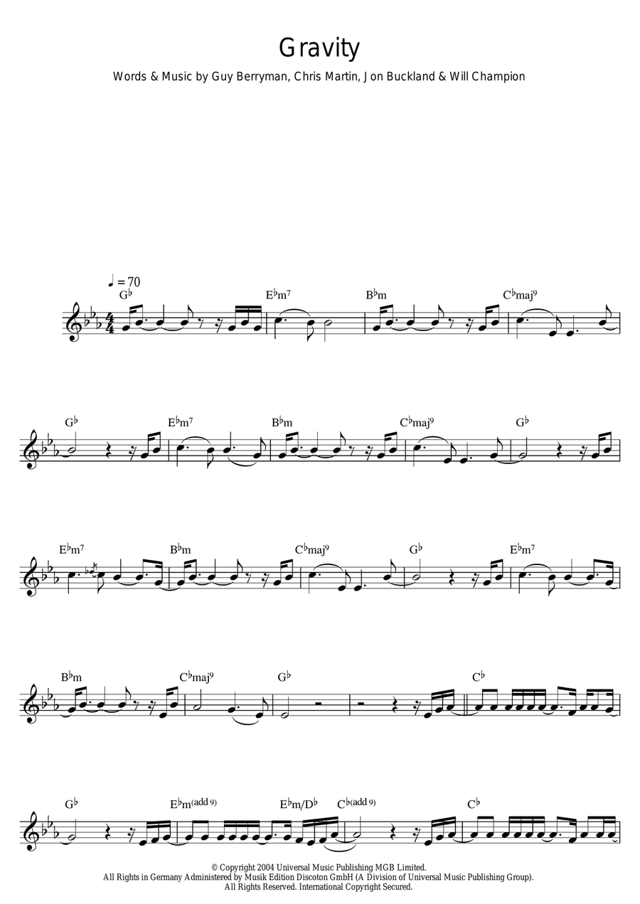 Gravity Saxophone Solo scores gallery preview page 1