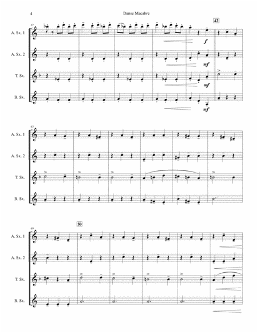 Danse Macabre for Saxophone Quartet (SATB or AATB) Saxophone Quartet scores gallery preview page 4
