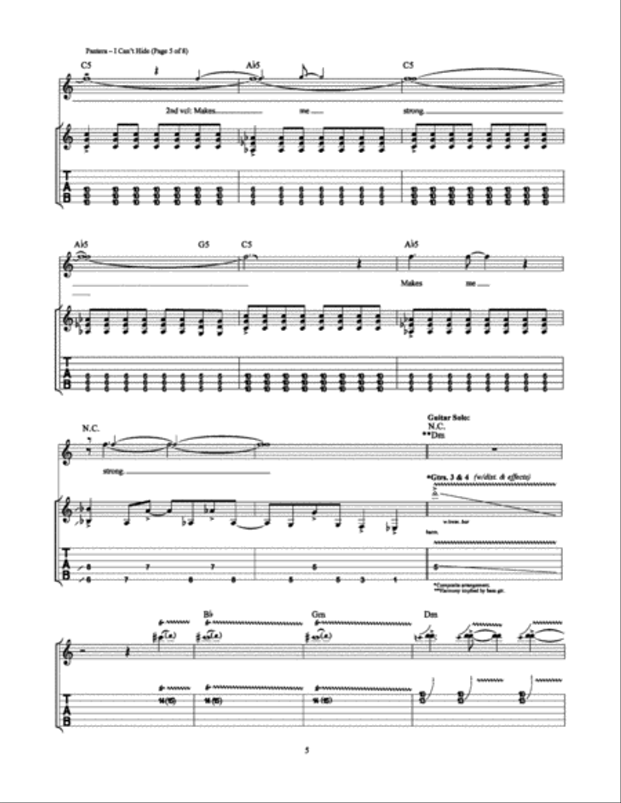 I Can't Hide Electric Guitar scores gallery preview page 5