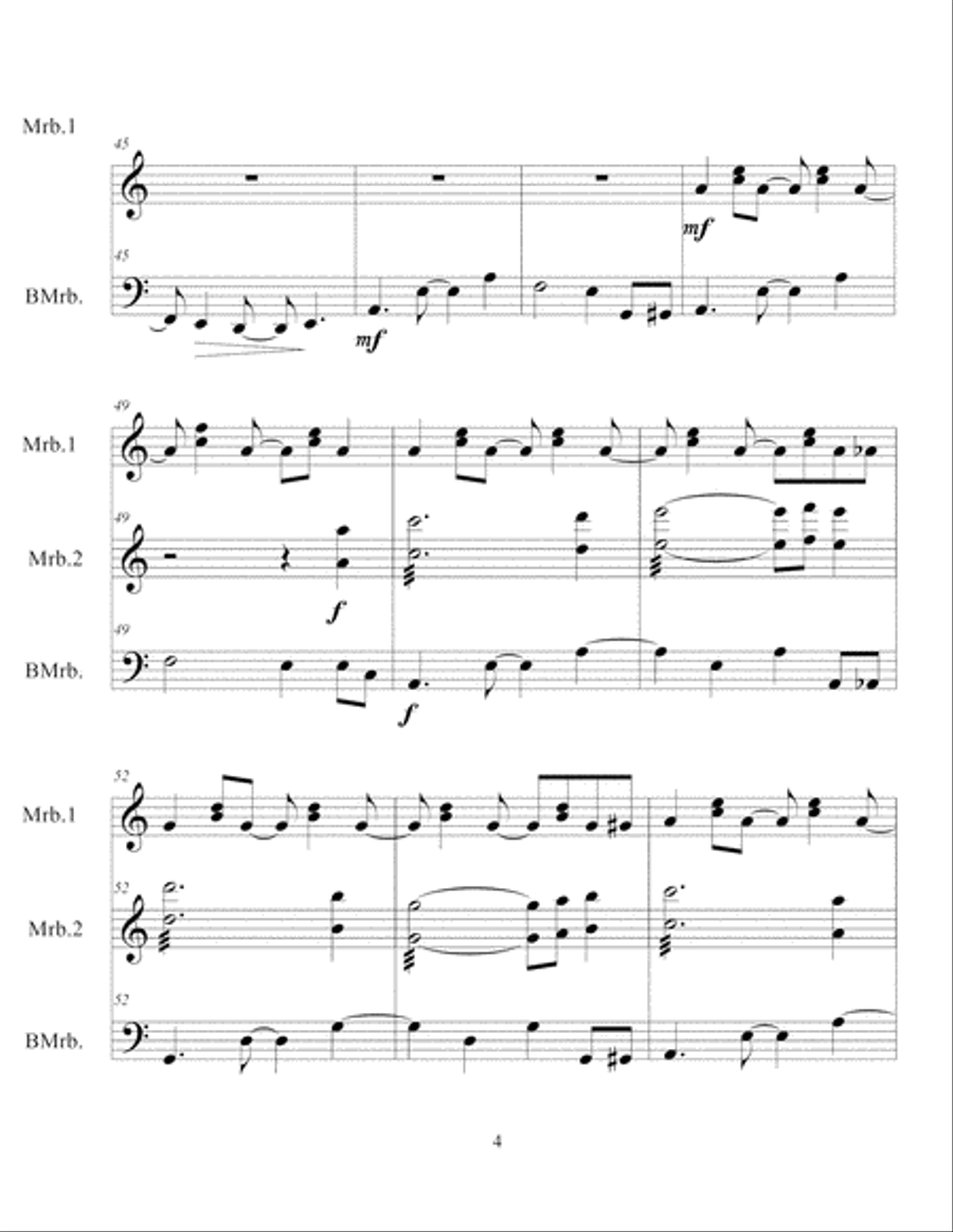 Variations on Green Sleeves for Marimba Trio Small Ensemble scores gallery preview page 5