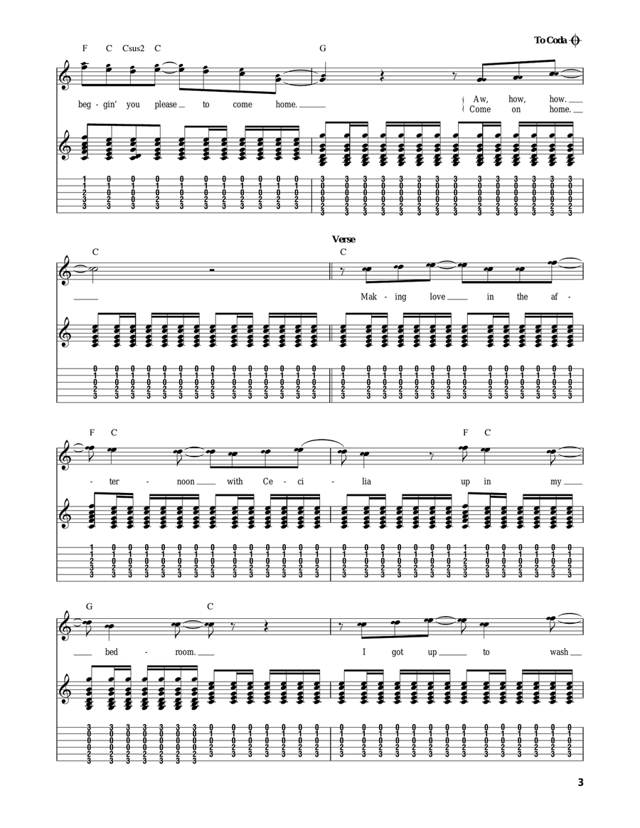 Cecilia Acoustic Guitar scores gallery preview page 3