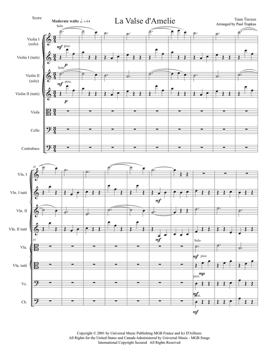 La Valse D'amelie String Orchestra scores gallery preview page 2