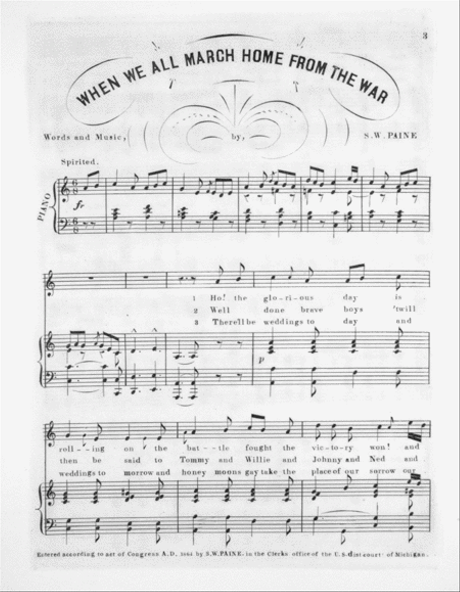 When We All March Home From the War. Song and Chorus Choir scores gallery preview page 2