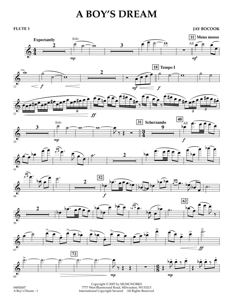 A Boy's Dream - Flute 1 A Boy's Dream - Flute 1 Concert Band scores gallery preview page 1