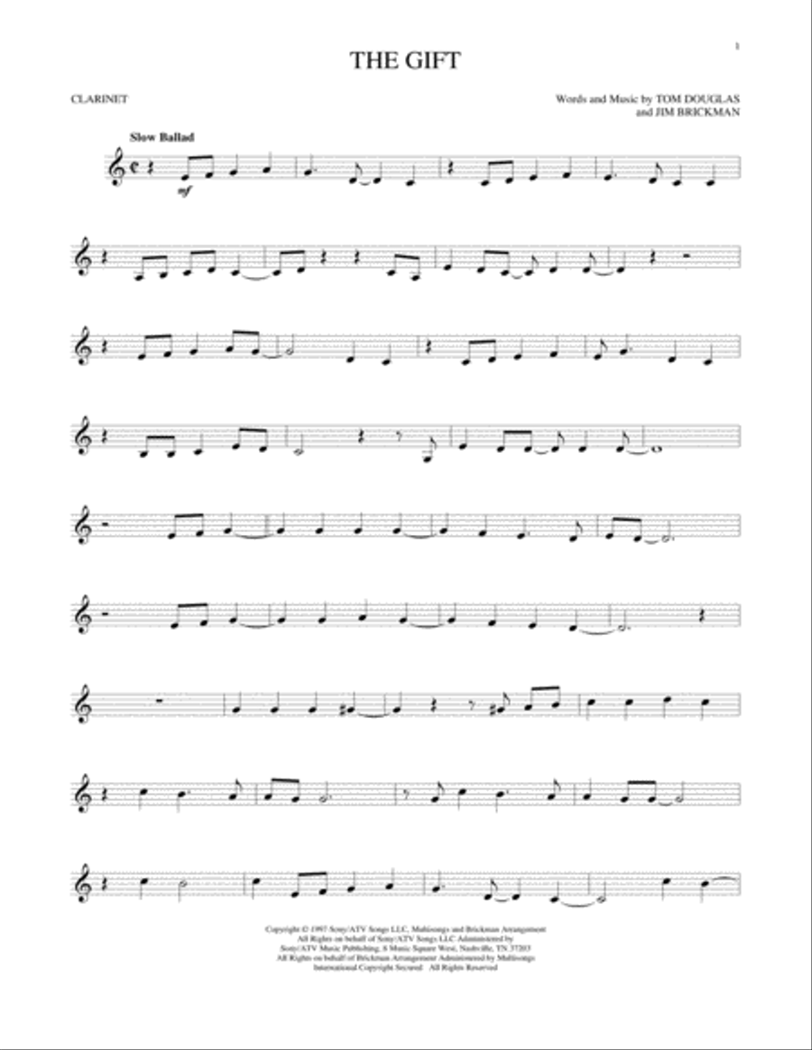 The Gift Clarinet Solo scores gallery preview page 1