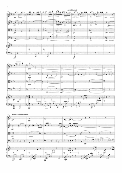 Adagietto from symphony No 5; transcription for string quartet & harp
