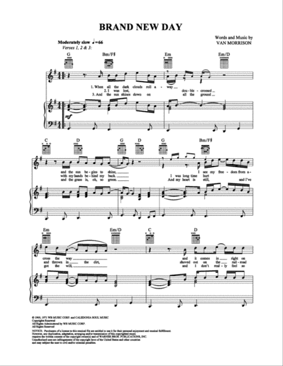 Brand New Day Piano, Vocal, Guitar scores gallery preview page 1
