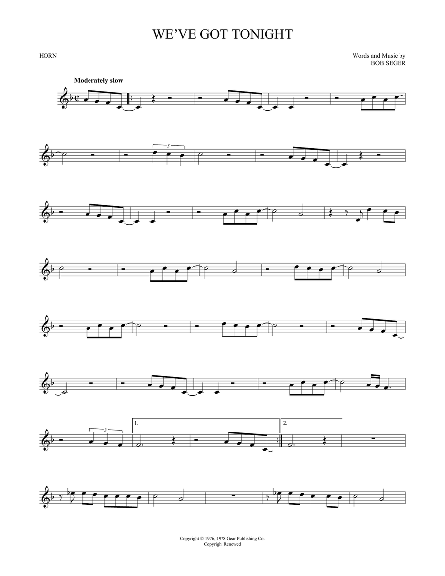We've Got Tonight Horn Solo scores gallery preview page 1