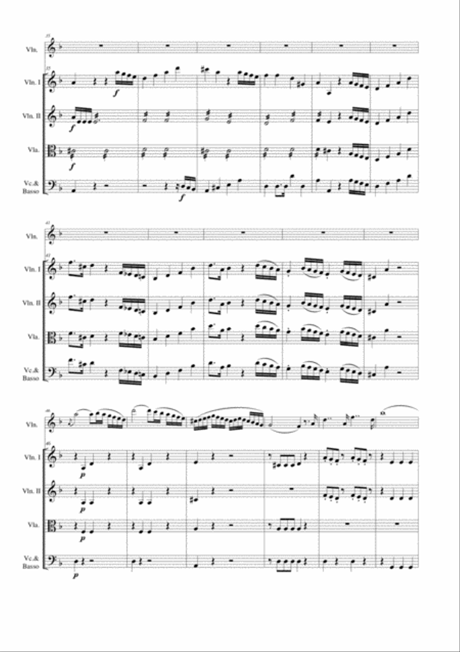 Felix Mendelssohn - Flute Concerto in d minor ( Full Score and parts) Chamber Orchestra scores gallery preview page 3