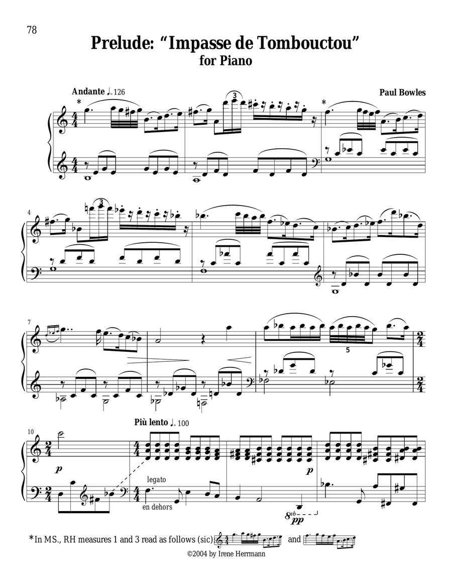 Prelude: “Impasse de Tomboctou” Piano Solo scores gallery preview page 1