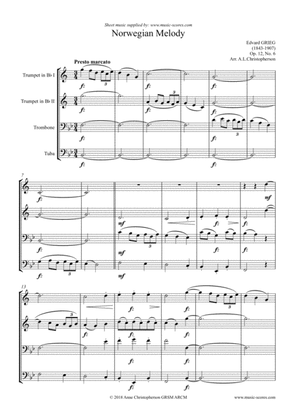 Book cover for Norwegian Melody, Op.12, No.6 - Brass Quartet