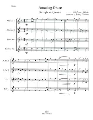 Amazing Grace for Saxophone Quartet (SATB or AATB)
