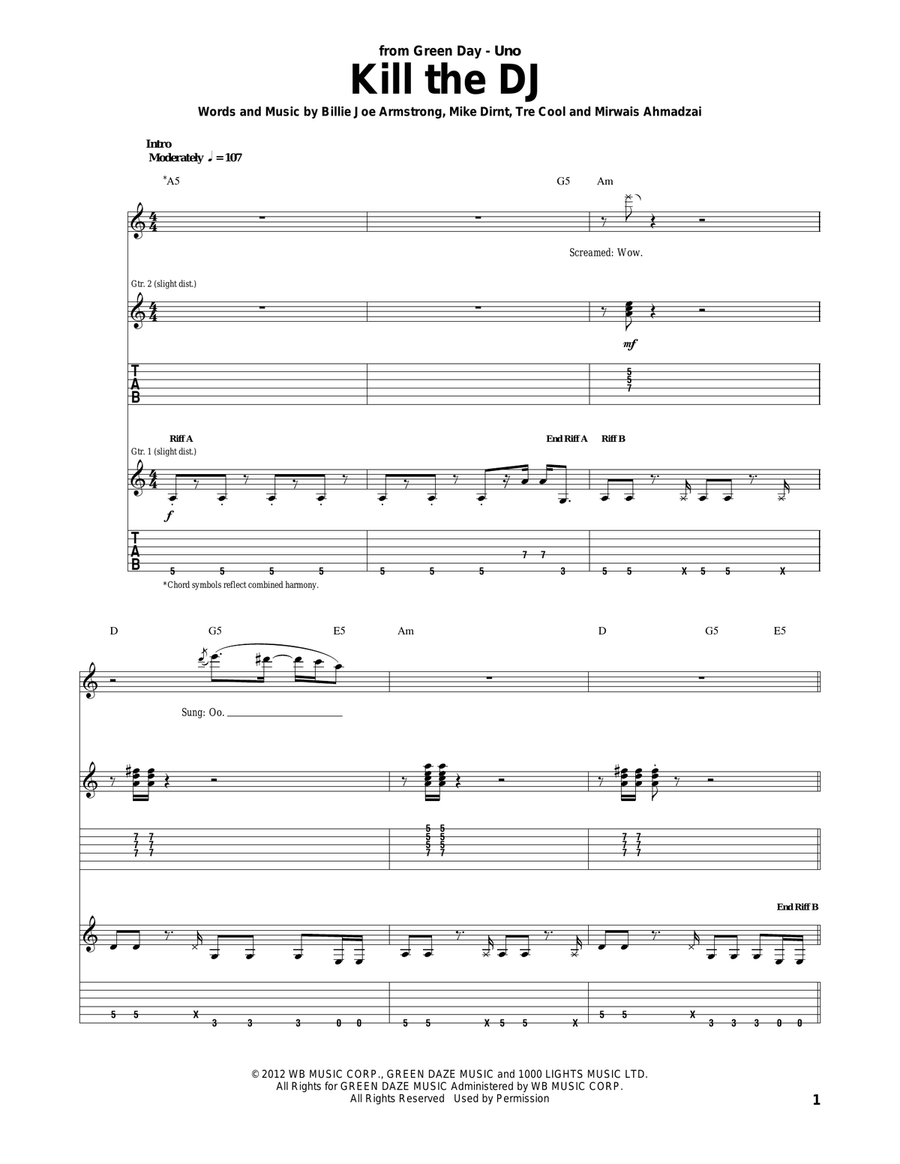Kill The DJ Acoustic Guitar scores gallery preview page 1