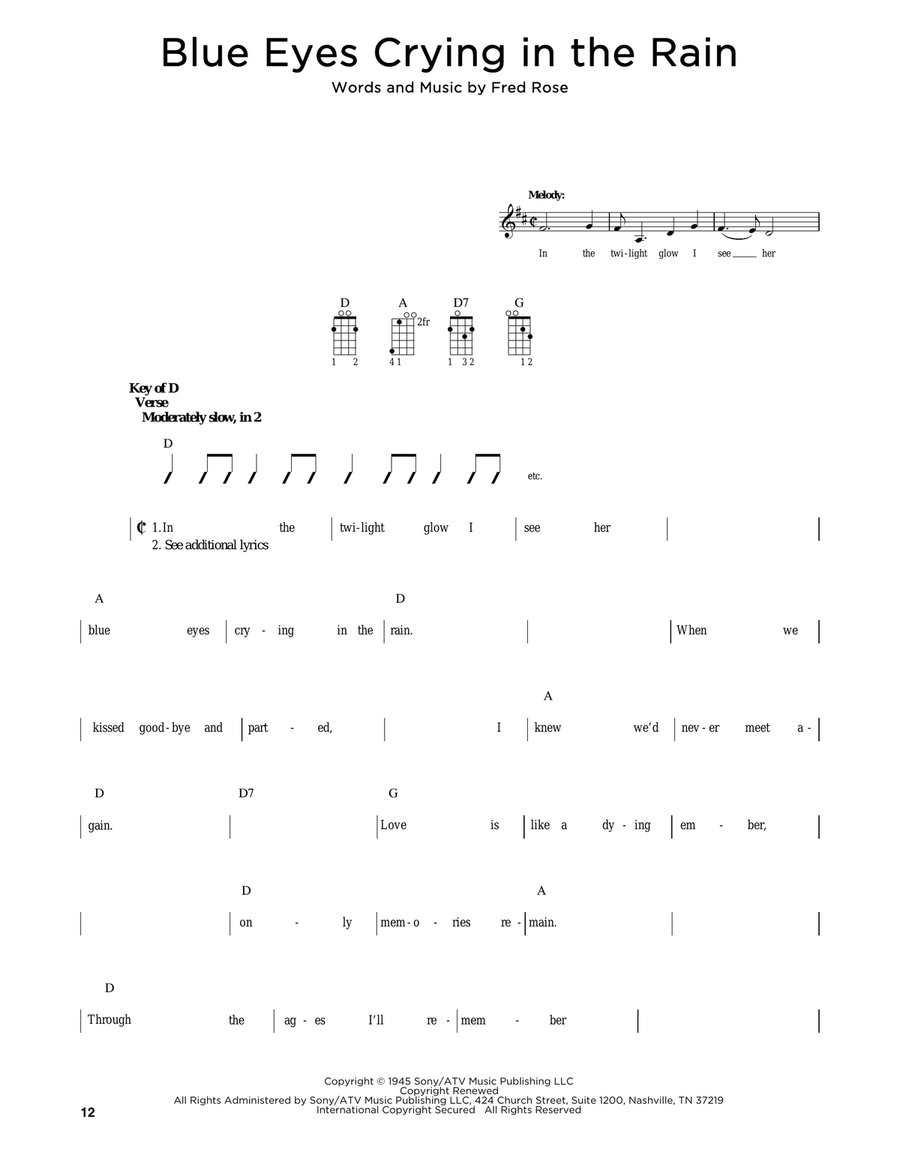 Blue Eyes Crying In The Rain (arr. Fred Sokolow) Mandolin scores gallery preview page 1