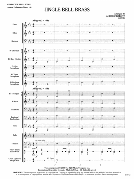 Jingle Bell Brass by Traditional - Concert Band - Sheet Music