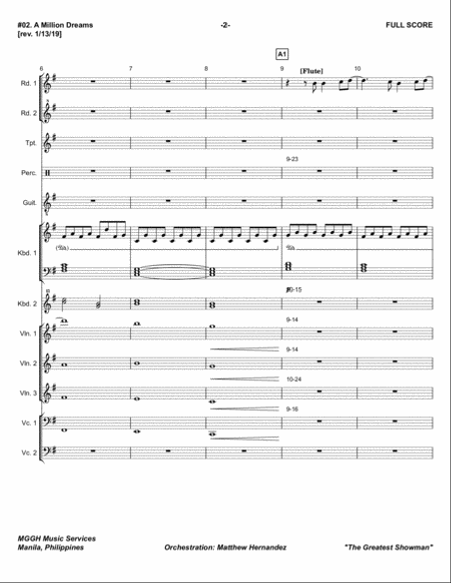A Million Dreams Piano, Vocal, Guitar scores gallery preview page 2