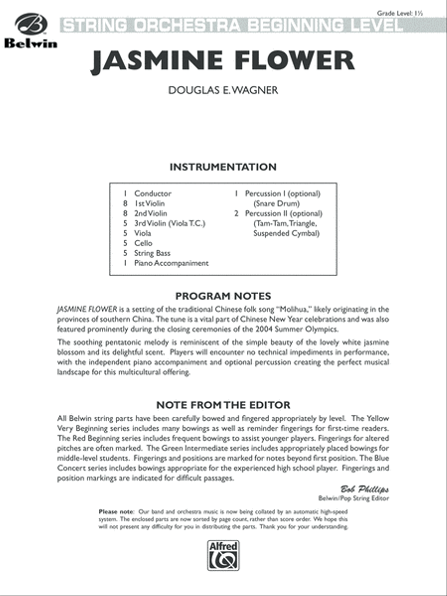 Jasmine Flower: Score String Orchestra scores gallery preview page 1