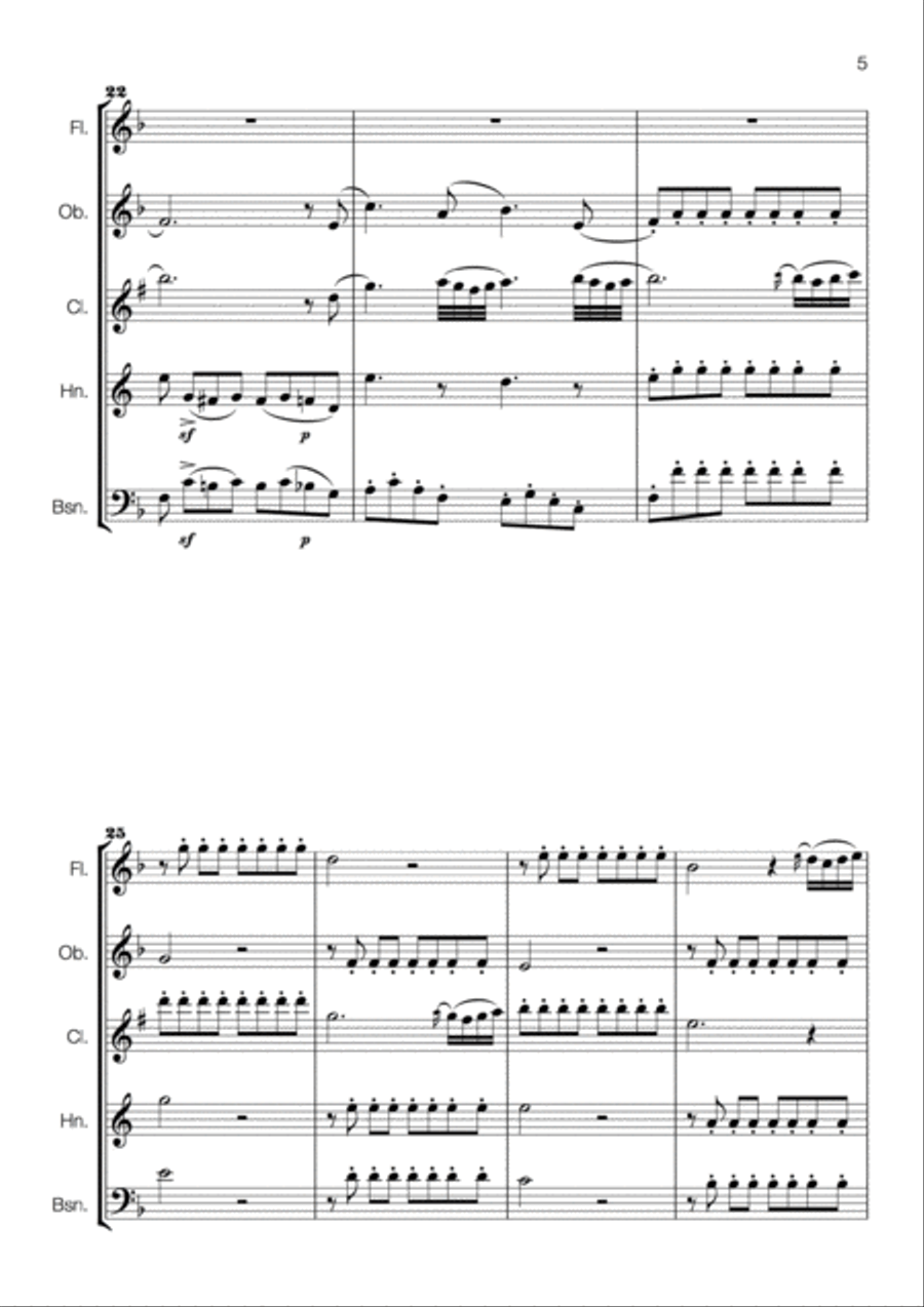 Mozart Operatic Tunes for Wind Quintet Woodwind Quintet scores gallery preview page 5