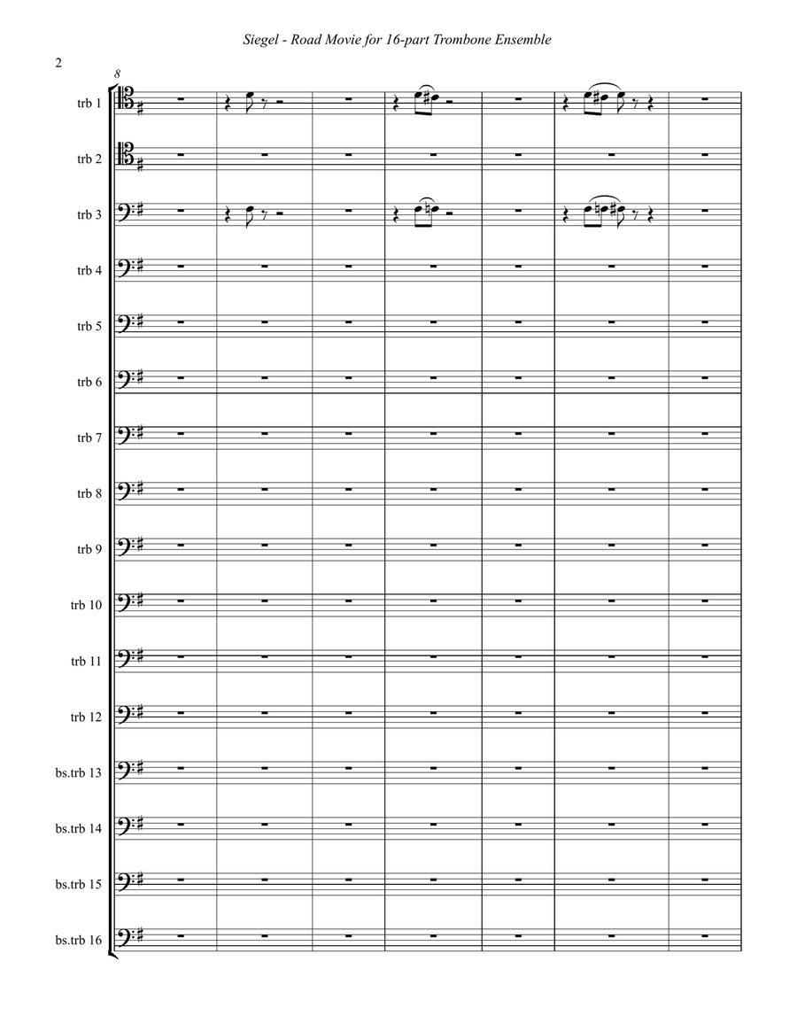 Road Movie for 16-part Trombone Ensemble Brass Ensemble scores gallery preview page 4