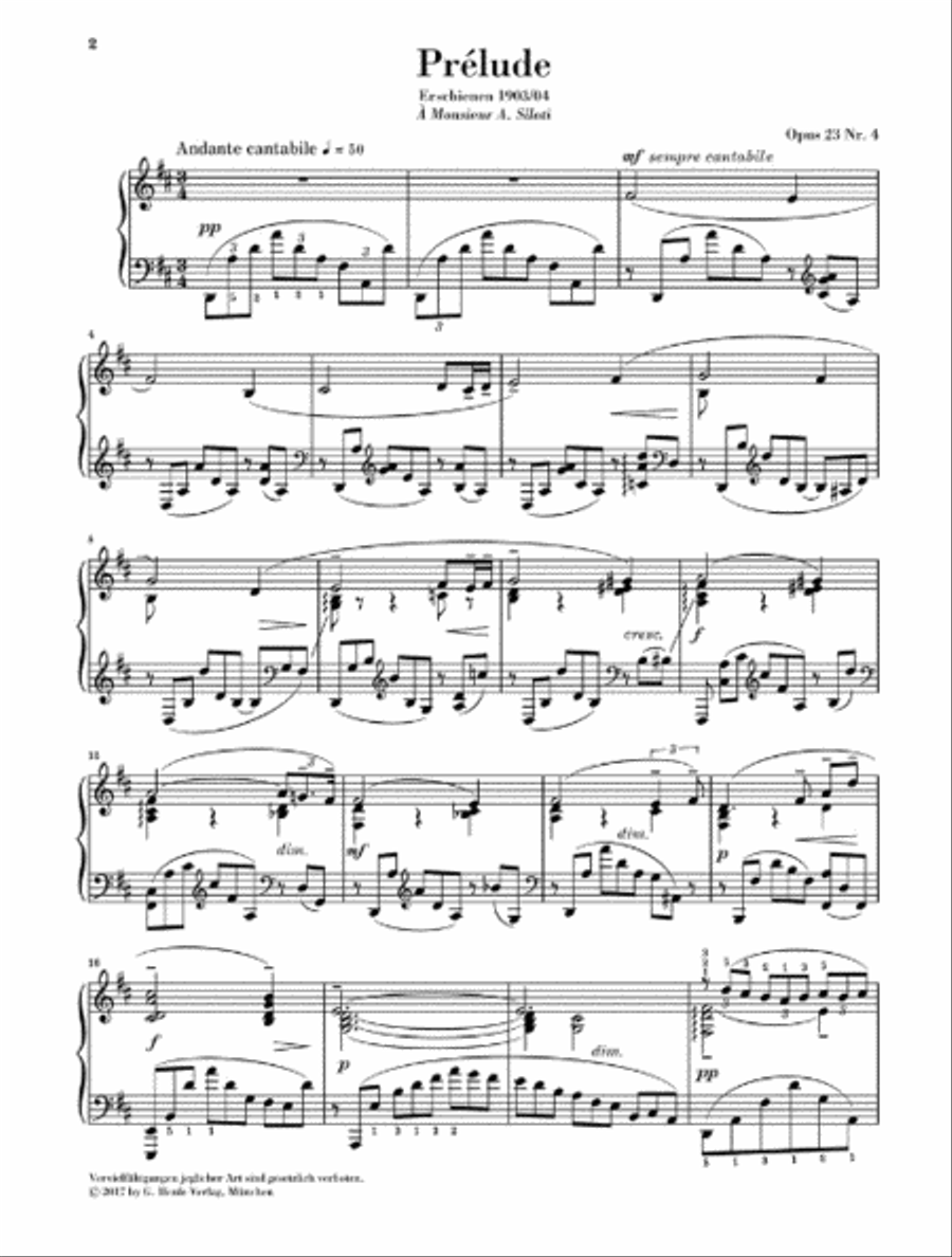 Prelude in D Major Op. 23 No. 4 Piano Solo scores gallery preview page 2