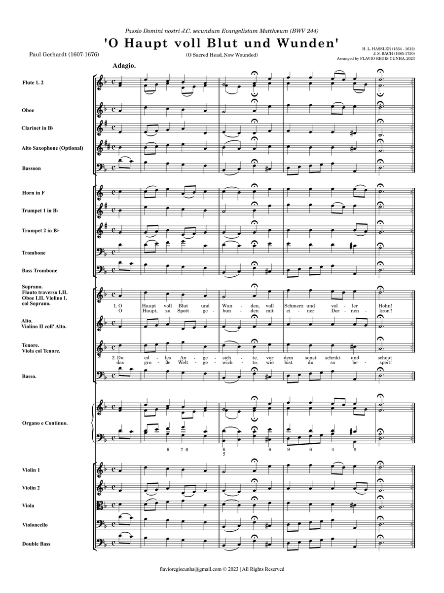 'O Haupt voll Blut und Wunden' (O Sacred Head, Now Wounded) for Choir and Orchestra Choir scores gallery preview page 3