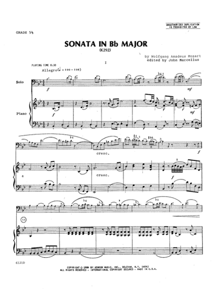 Sonata In Bb Major (K292)