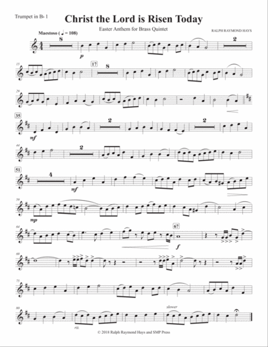 Christ the Lord is Risen Today (for brass quintet) Brass Quintet scores gallery preview page 4