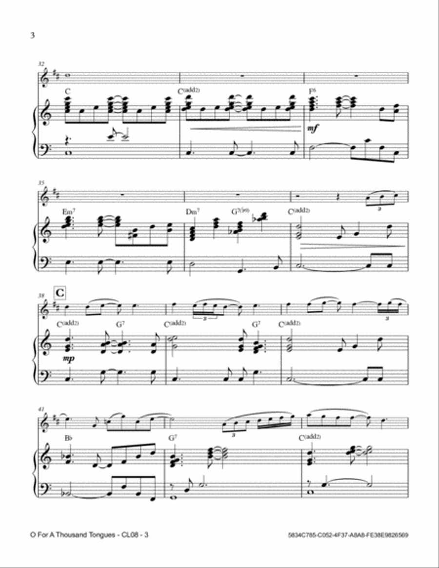 O For A Thousand Tongues To Sing Clarinet Solo scores gallery preview page 4