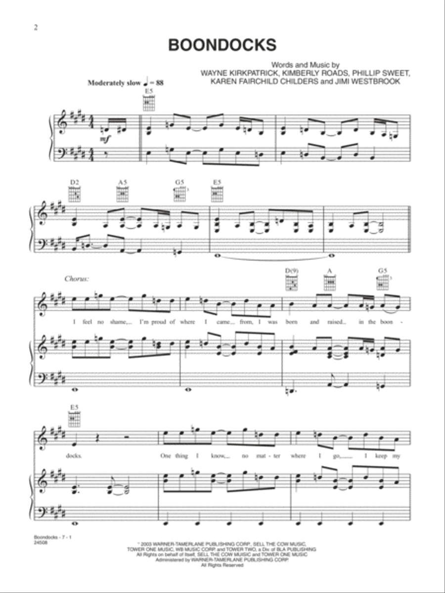 Boondocks Piano, Vocal, Guitar scores gallery preview page 1