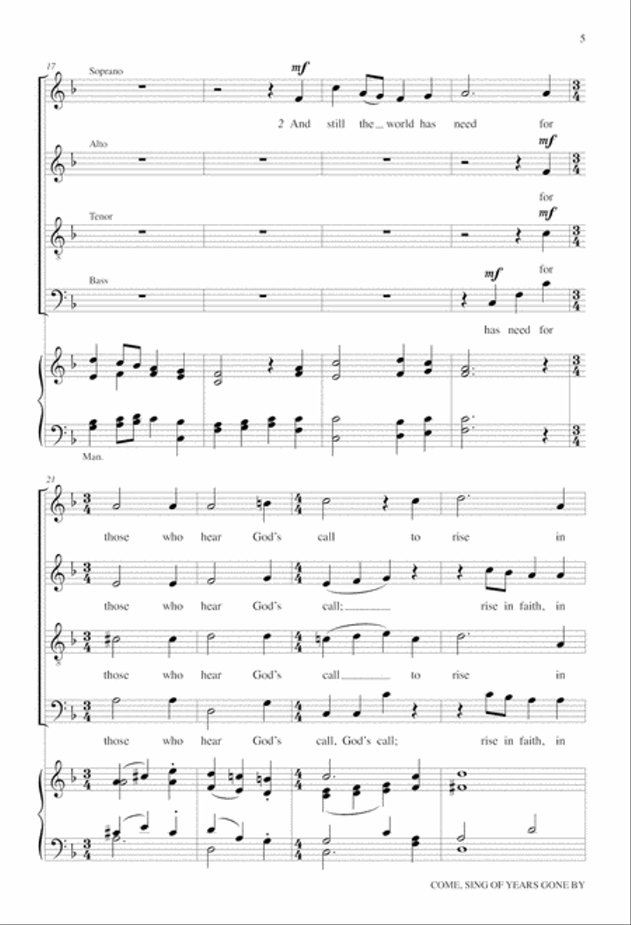 Come, Sing of Years Gone By 4-Part scores gallery preview page 5
