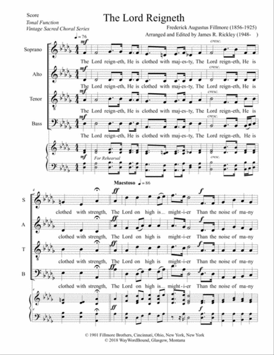 The Lord Reigneth 4-Part scores gallery preview page 1
