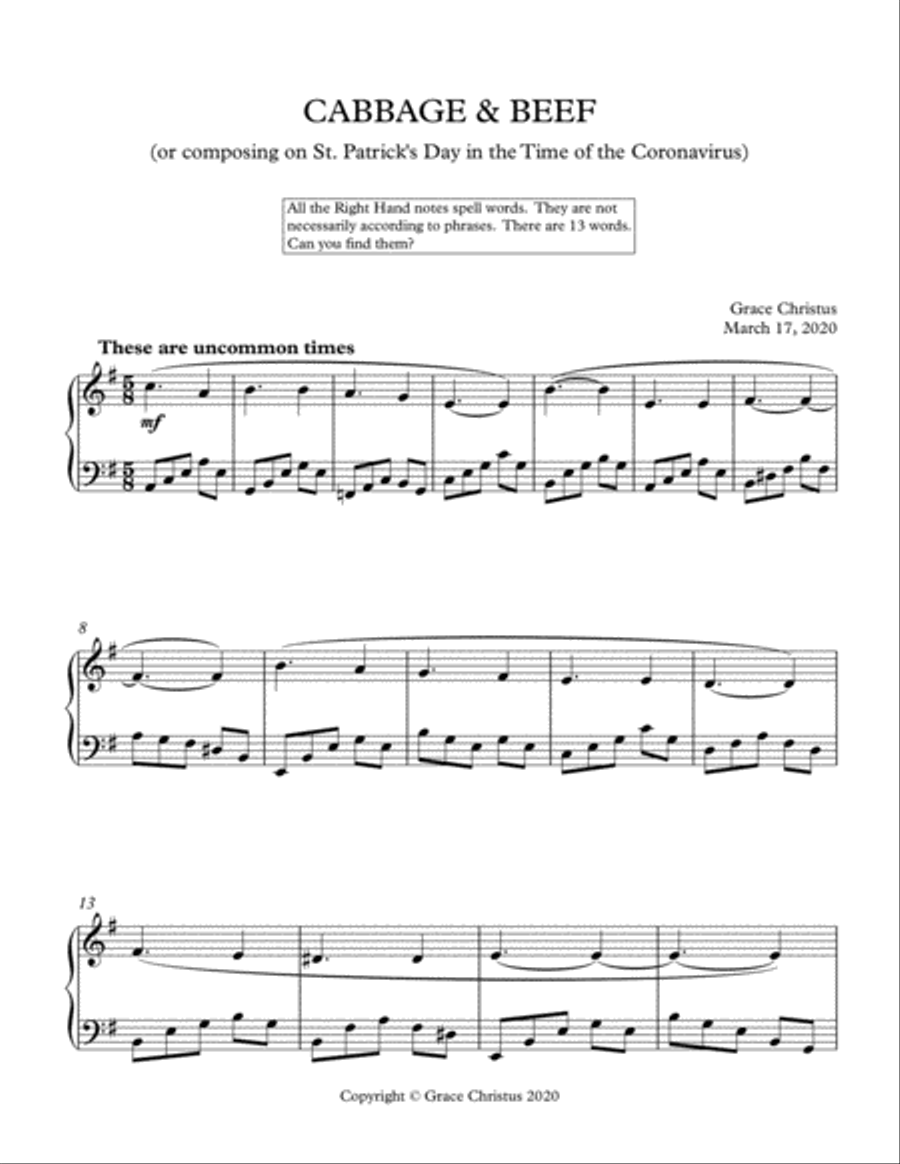 CABBAGE and BEEF Piano Method scores gallery preview page 1