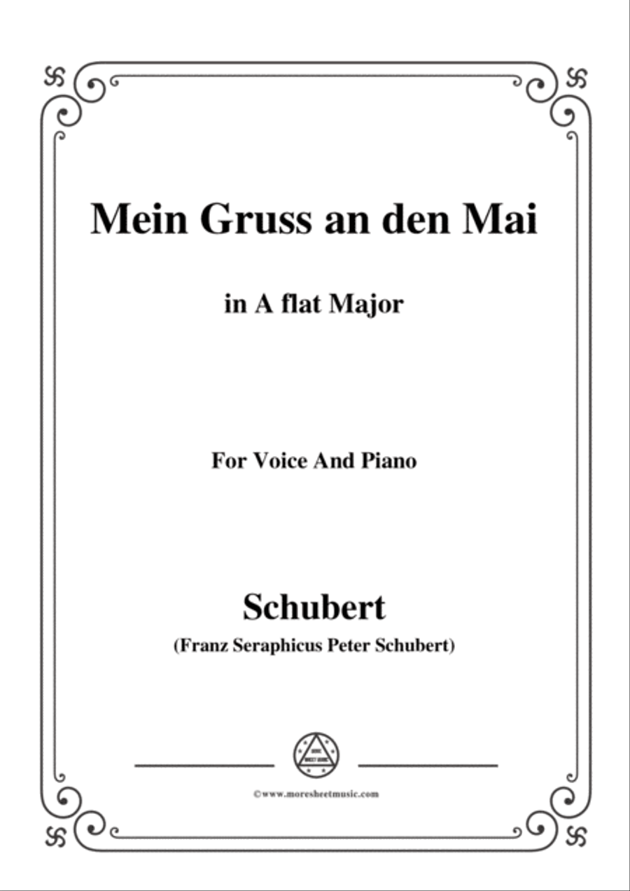 Schubert-Mein Gruss an den Mai,in A flat Major,for Voice&Piano Voice scores gallery preview page 1