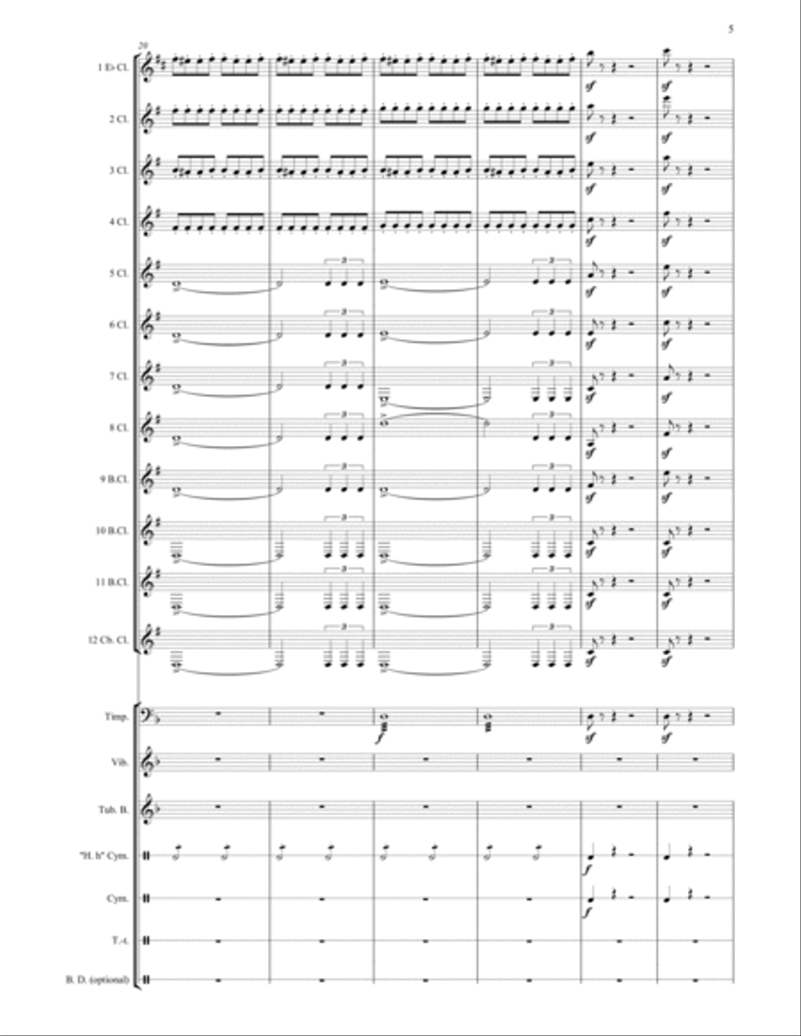 Night on the Bare Mountain arranged for Clarinet Ensemble Score and Parts Woodwind Ensemble scores gallery preview page 6